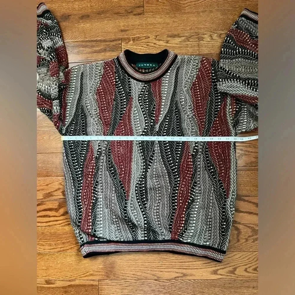 Vintage 90s Tundra Coogi Style Cable Knit Sweater Sz L - Picture 8 of 9